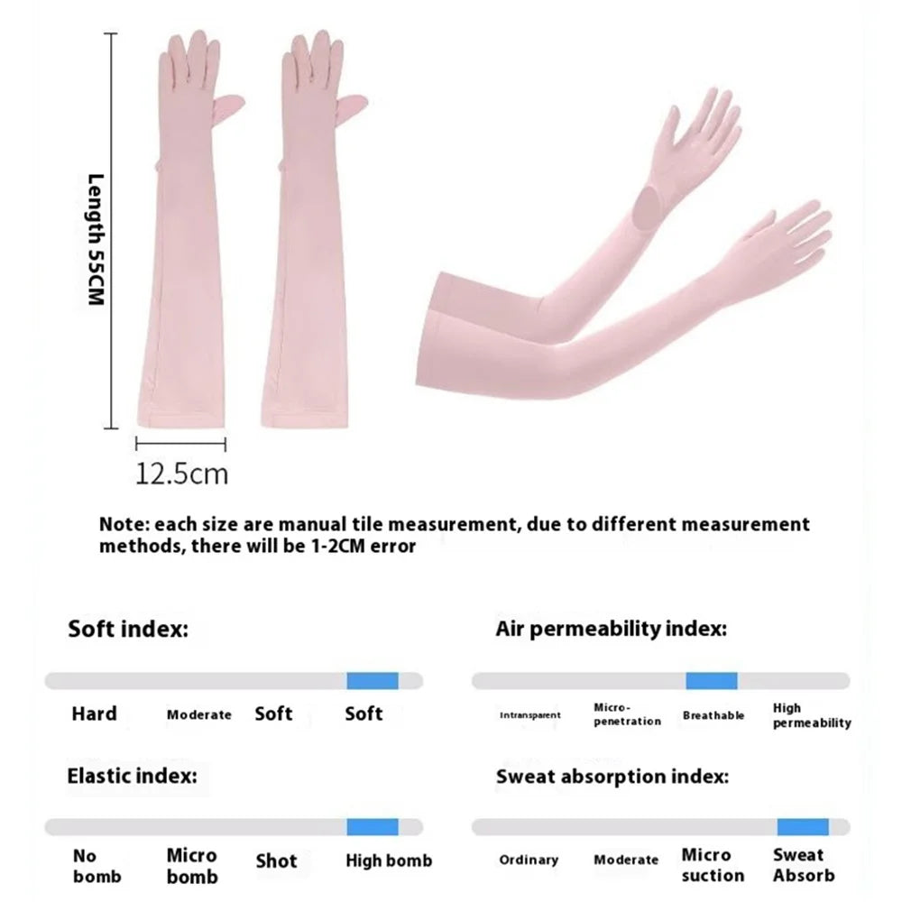 BSCKXT 1 Pair Breathable Ice Silk Armguard Sun Protection Full Finger Arm Sleeves for Outdoor Sports - Dark Grey - 5