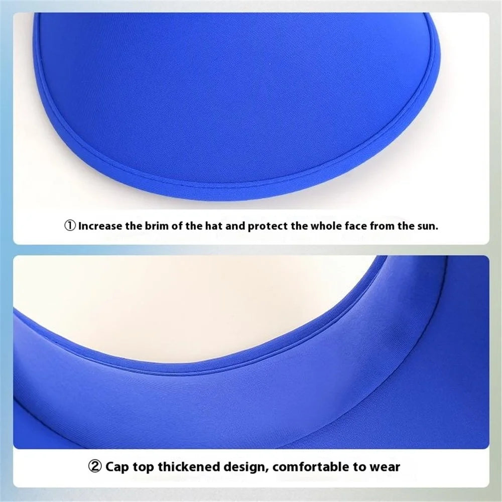 BSKDM Summer Wide Brim Sun Hat UV Protection Visor Cap Quick Dry Sweat Wicking Running Hat - Blue - 3