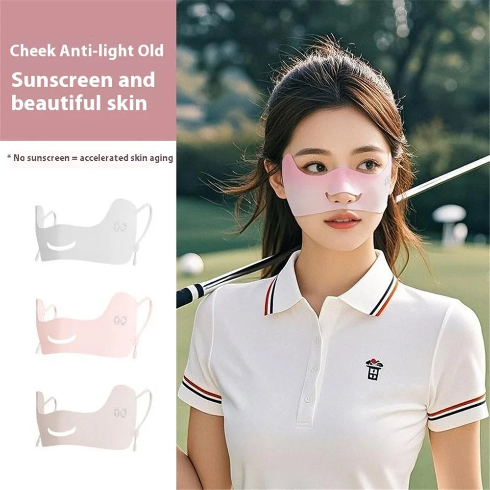 XTJ144 Outdoor Golf Sun Protection Face Mask Women Eye Corner Protection Butterfly Design Breathable Ice Silk Mask - Grey - 5