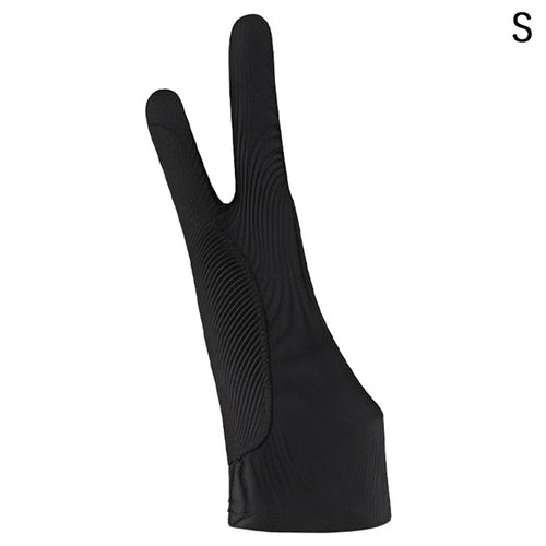 SCHHST 1Pc Anti-Smudge Drawing Glove Artists Thick Spandex Tablet Stylus Two Finger Breathable Sweat Resistant Glove - Black / S - 1