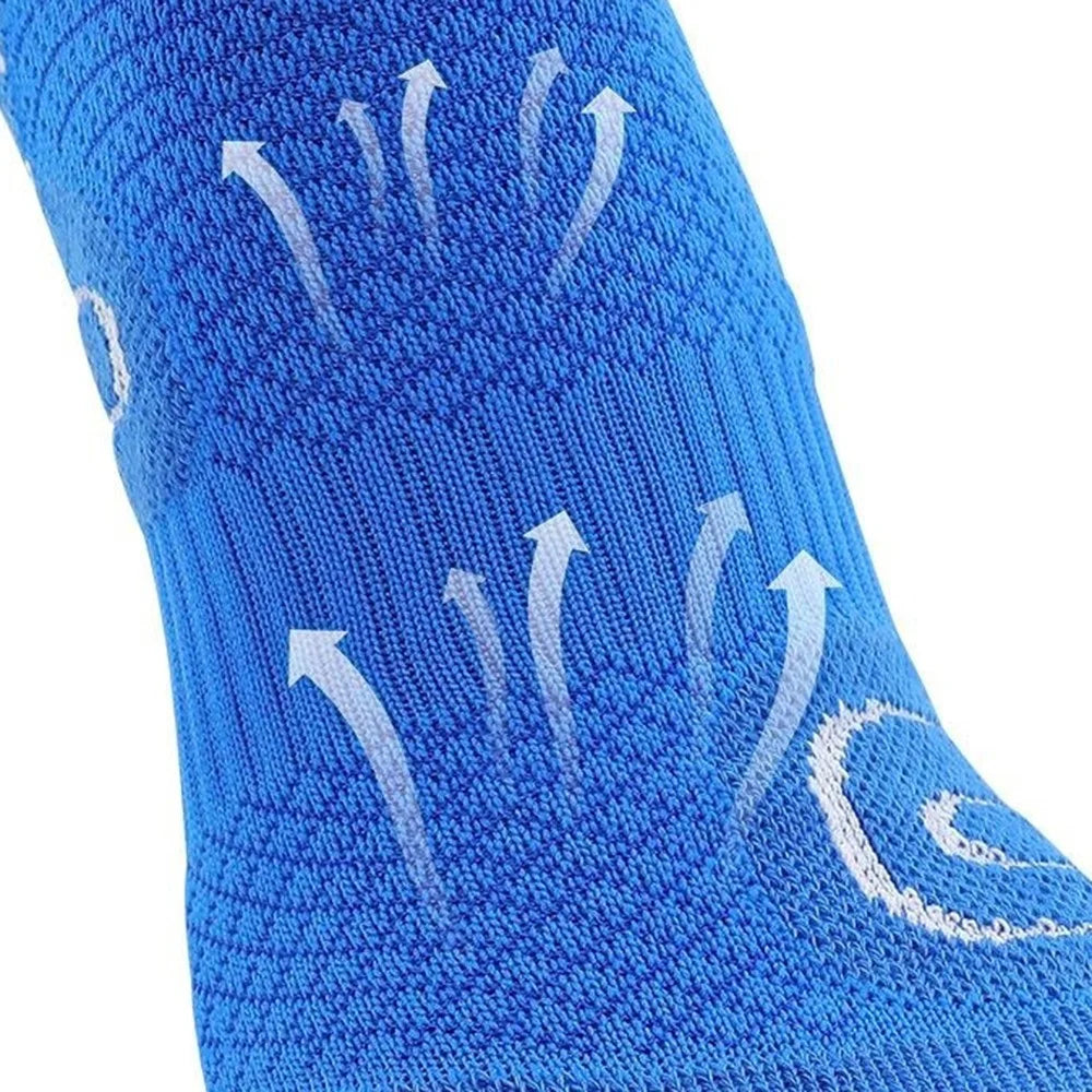 PORFIN 1 Pair M Size 34 - 38 Professional Football Socks Breathable High Tube Thickened Training Socks - Blue + White - 5