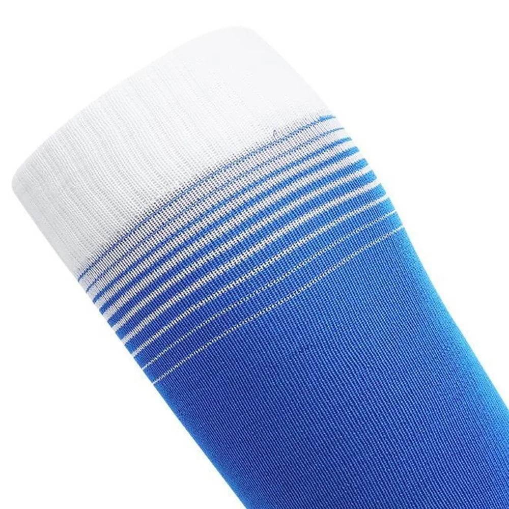 PORFIN 1 Pair M Size 34 - 38 Professional Football Socks Breathable High Tube Thickened Training Socks - Blue + White - 7