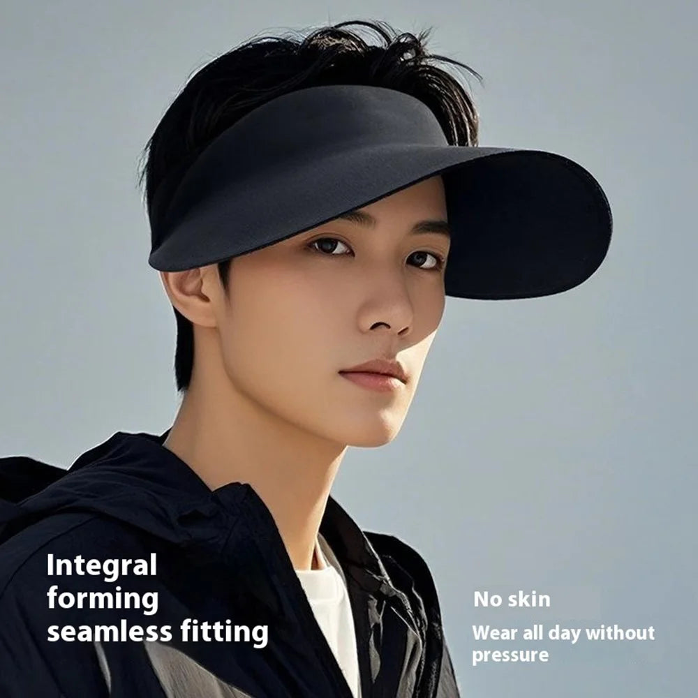GOLOVEJOY XMZ291 Summer Open Top Sun Hat for Men Outdoor UV Protection Foldable Visor Cap - Black - 2