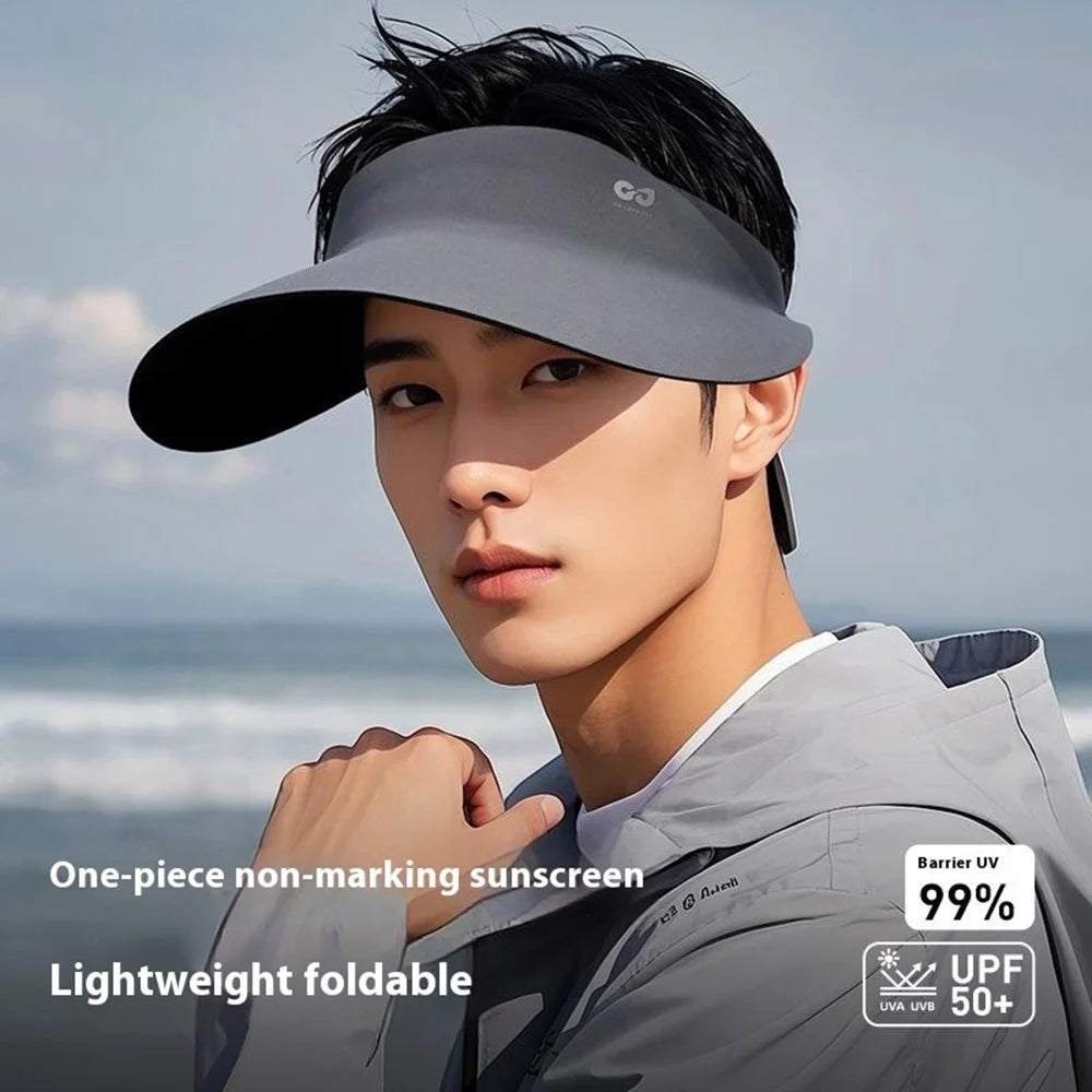 GOLOVEJOY XMZ291 Summer Open Top Sun Hat for Men Outdoor UV Protection Foldable Visor Cap - Black - 3