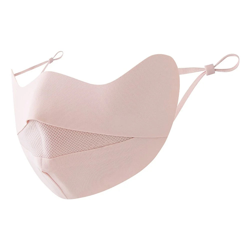 Summer Ice Silk Face Mask for Children Breathable Mesh UV Protection Kids Face Cover with Adjustable Ear Loops - Pink - 1
