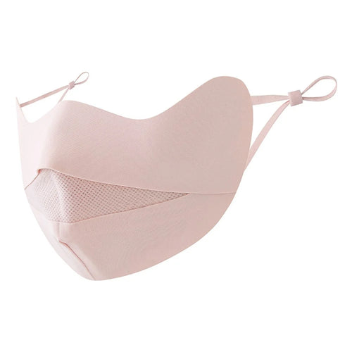 Summer Ice Silk Face Mask for Children Breathable Mesh UV Protection Kids Face Cover with Adjustable Ear Loops - Pink - 1