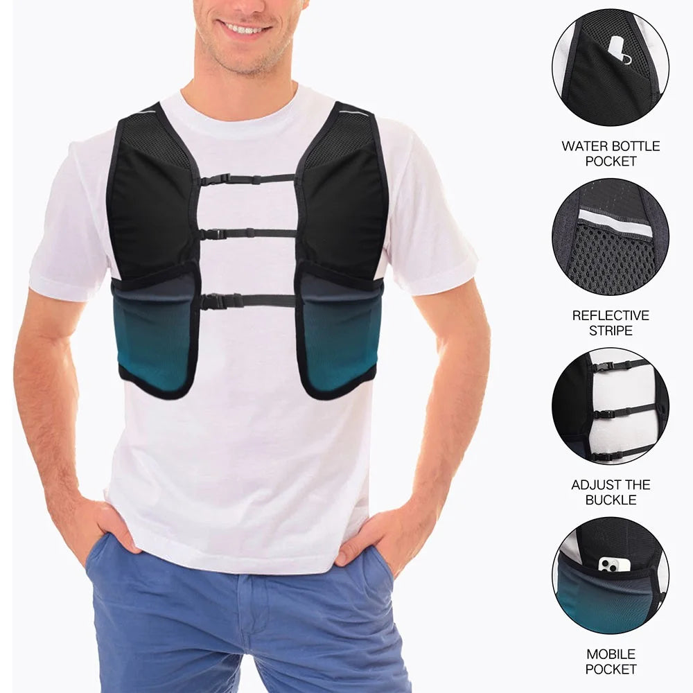 2405 Ultra Light Reflective Running Vest Adjustable Hydration Backpack for Outdoor Cycling - 3