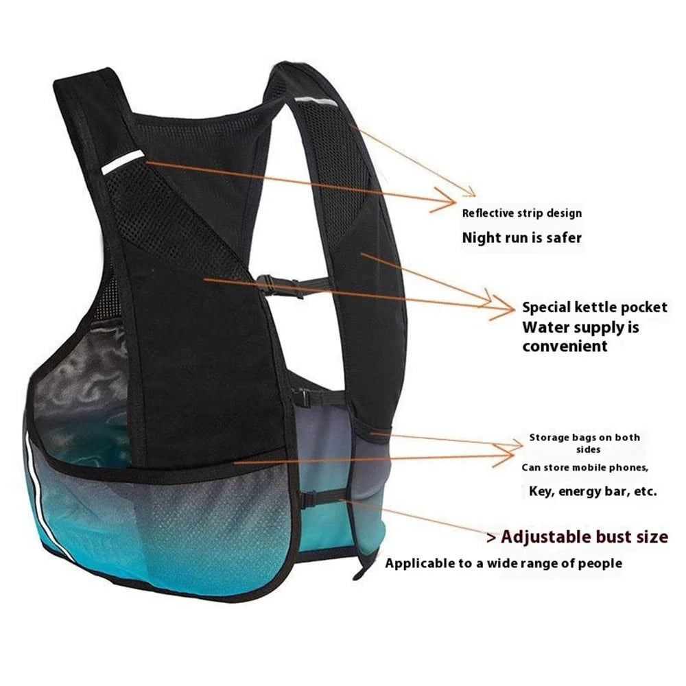 2405 Ultra Light Reflective Running Vest Adjustable Hydration Backpack for Outdoor Cycling - 6