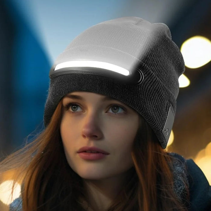 M1-TD3 LED  Light Rechargeable Beanie Hat Night Running Warm Knitted Cap Illuminated Headwear - 4