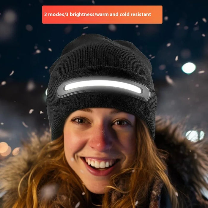 M1-TD3 LED  Light Rechargeable Beanie Hat Night Running Warm Knitted Cap Illuminated Headwear - 5