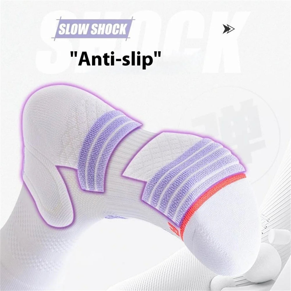 PORFIN Professional Sports Socks Sweat Wicking Mid Calf Socks for Running / Fitness / Basketball, Size M - Light Blue - 2