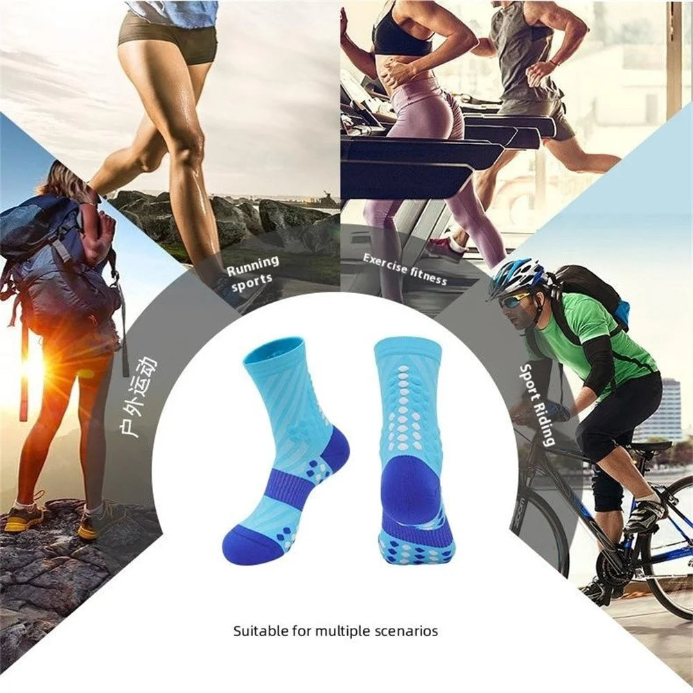 PORFIN Professional Sports Socks Sweat Wicking Mid Calf Socks for Running / Fitness / Basketball, Size L - Light Green - 5