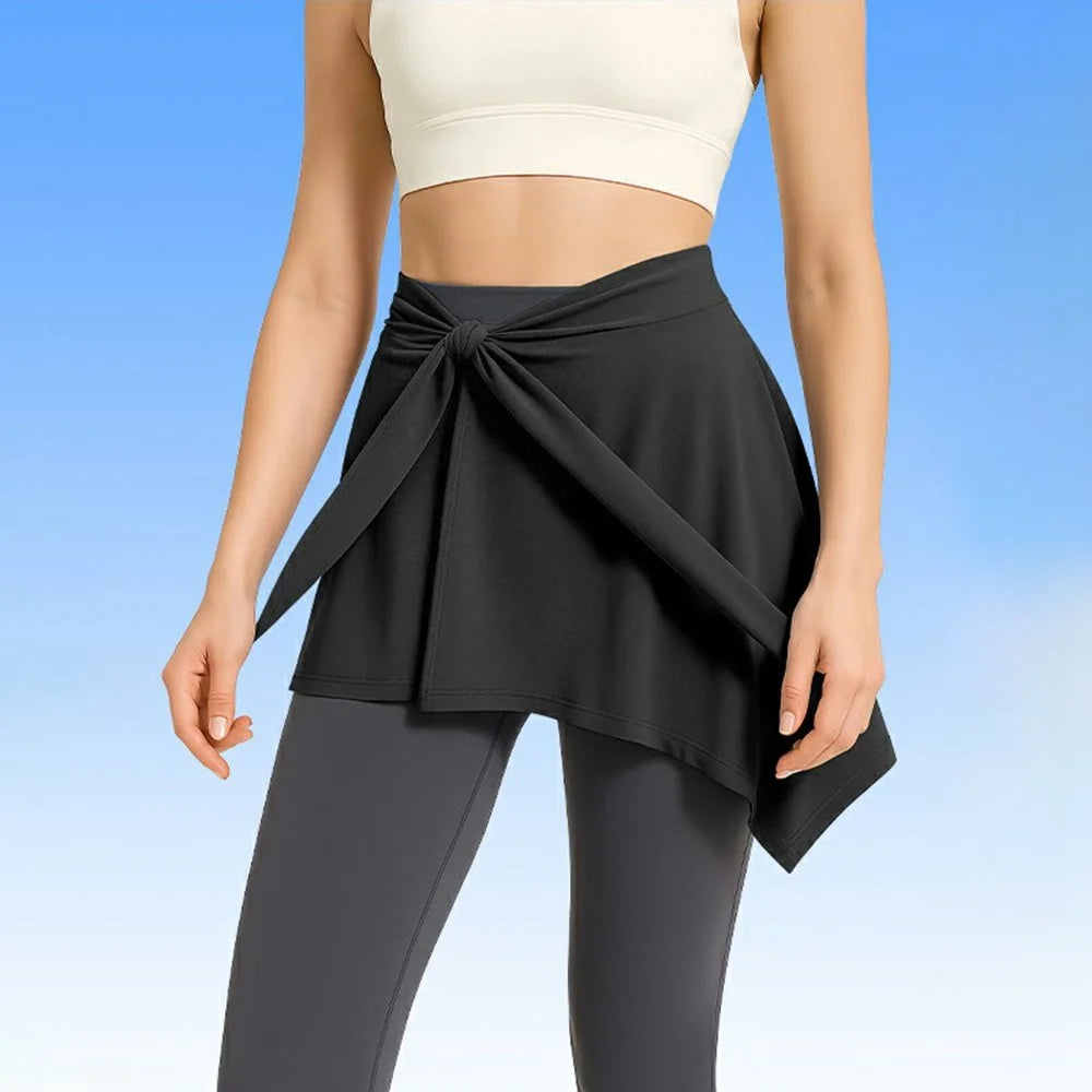 BSYJPL Ballet Dance Yoga Wrap Skirt Quick Dry Milk Silk Tie Up Hip Cover for Fitness Workout - Black - 1