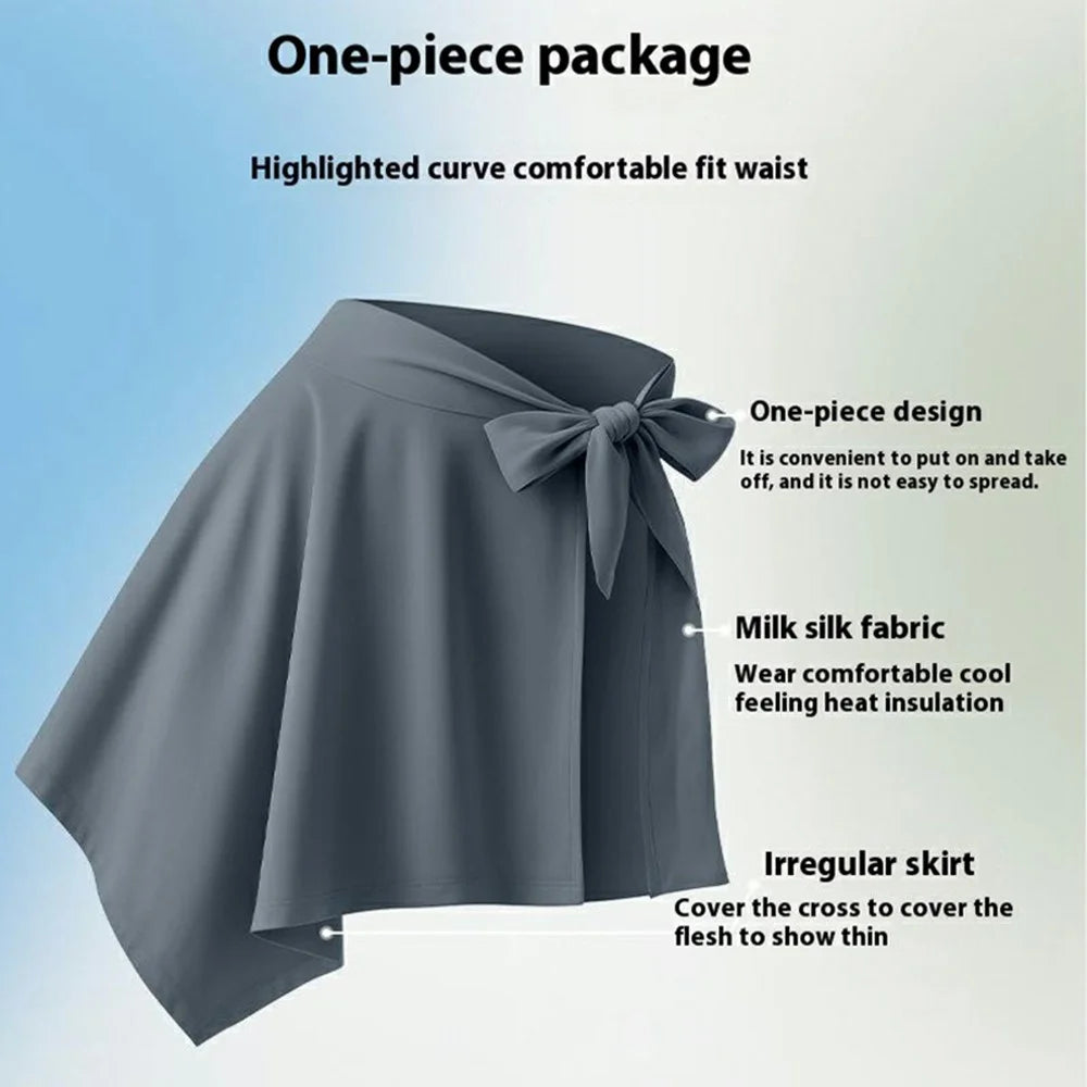 BSYJPL Ballet Dance Yoga Wrap Skirt Quick Dry Milk Silk Tie Up Hip Cover for Fitness Workout - Black - 4