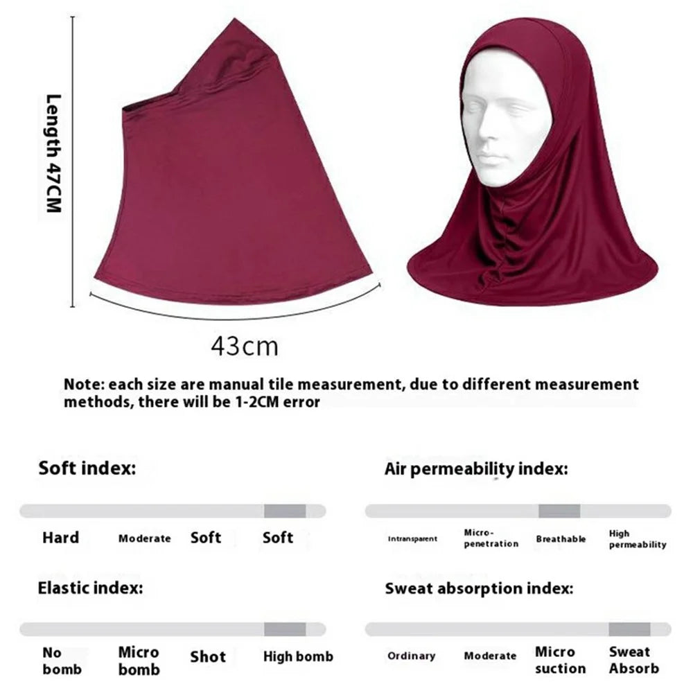 Muslim Head Scarf Sun Protection Middle Eastern Hijab Breathable Milk Silk Ethnic Turban Headwrap - Wine Red - 6