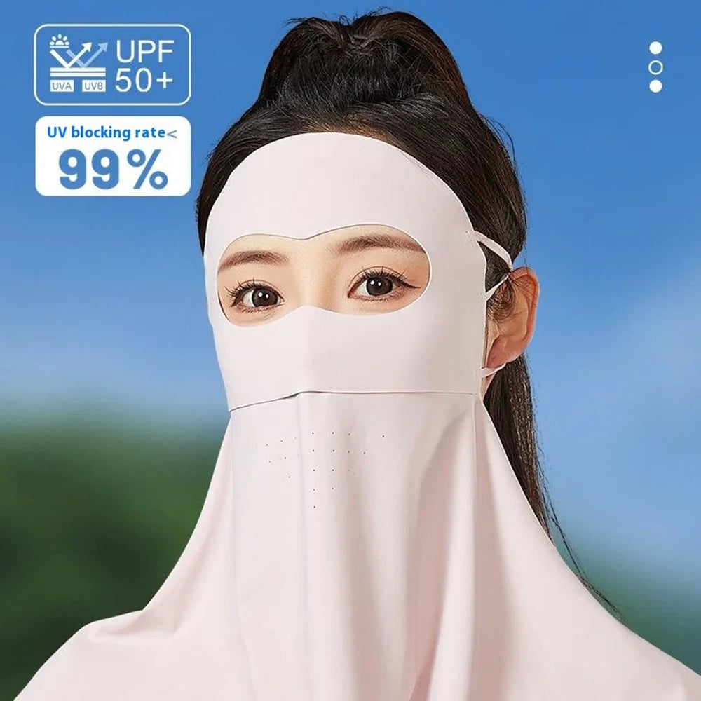 JLQLDB Full Face Neck Gaiter Mask Ice Silk Sun Protection Balaclava Motorcycle Riding Face Neck Cover - Black - 3