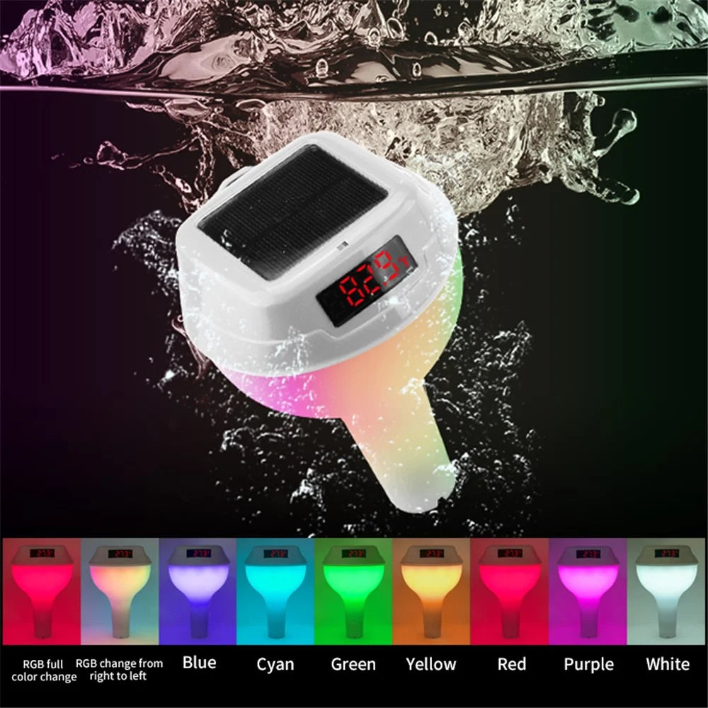 TS-PL03 Solar Powered Digital Display Floating Pool Thermometer with RGB Ambient Light for Swimming Pool - Pink - 5