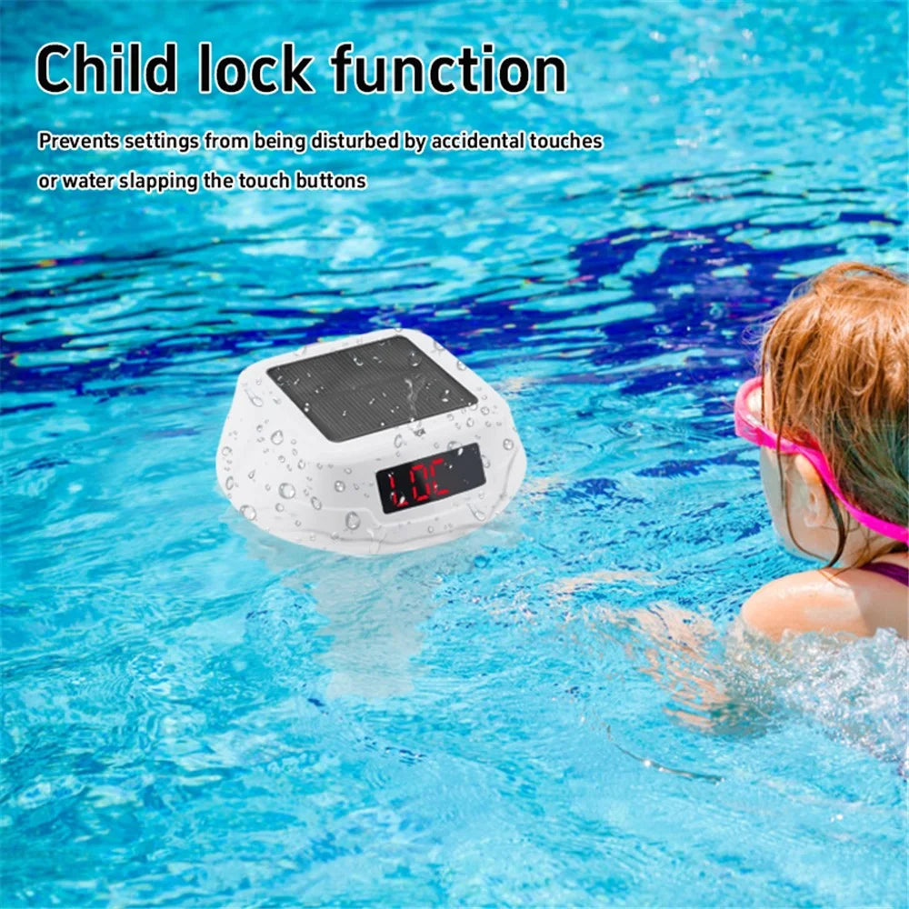 TS-PL03 Solar Powered Digital Display Floating Pool Thermometer with RGB Ambient Light for Swimming Pool - Pink - 6