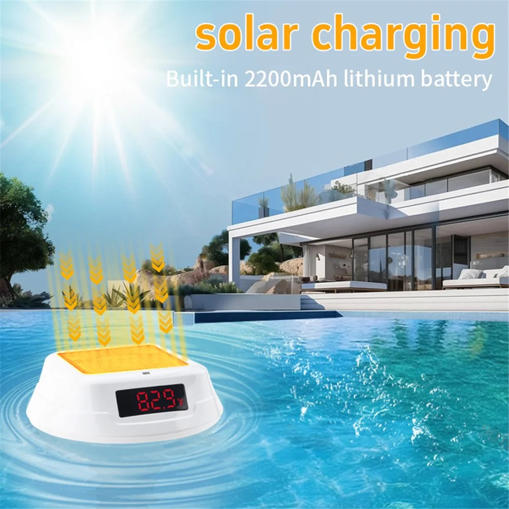 TS-PL03 Solar Powered Digital Display Floating Pool Thermometer with RGB Ambient Light for Swimming Pool - Pink - 7