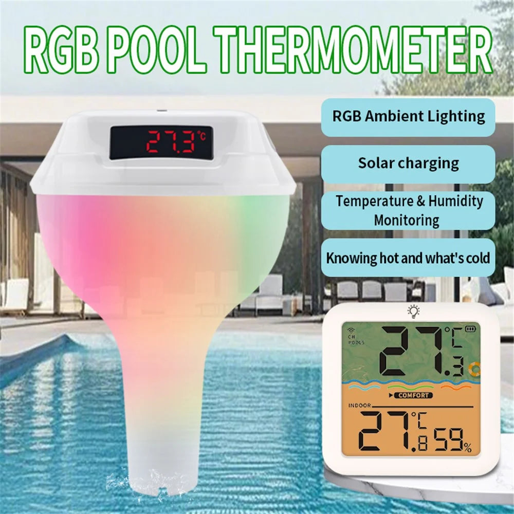 TS-PL04 RGB Solar Wireless Pool Thermometer Digital Display Floating Temperature Meter for Swimming Pool - 2