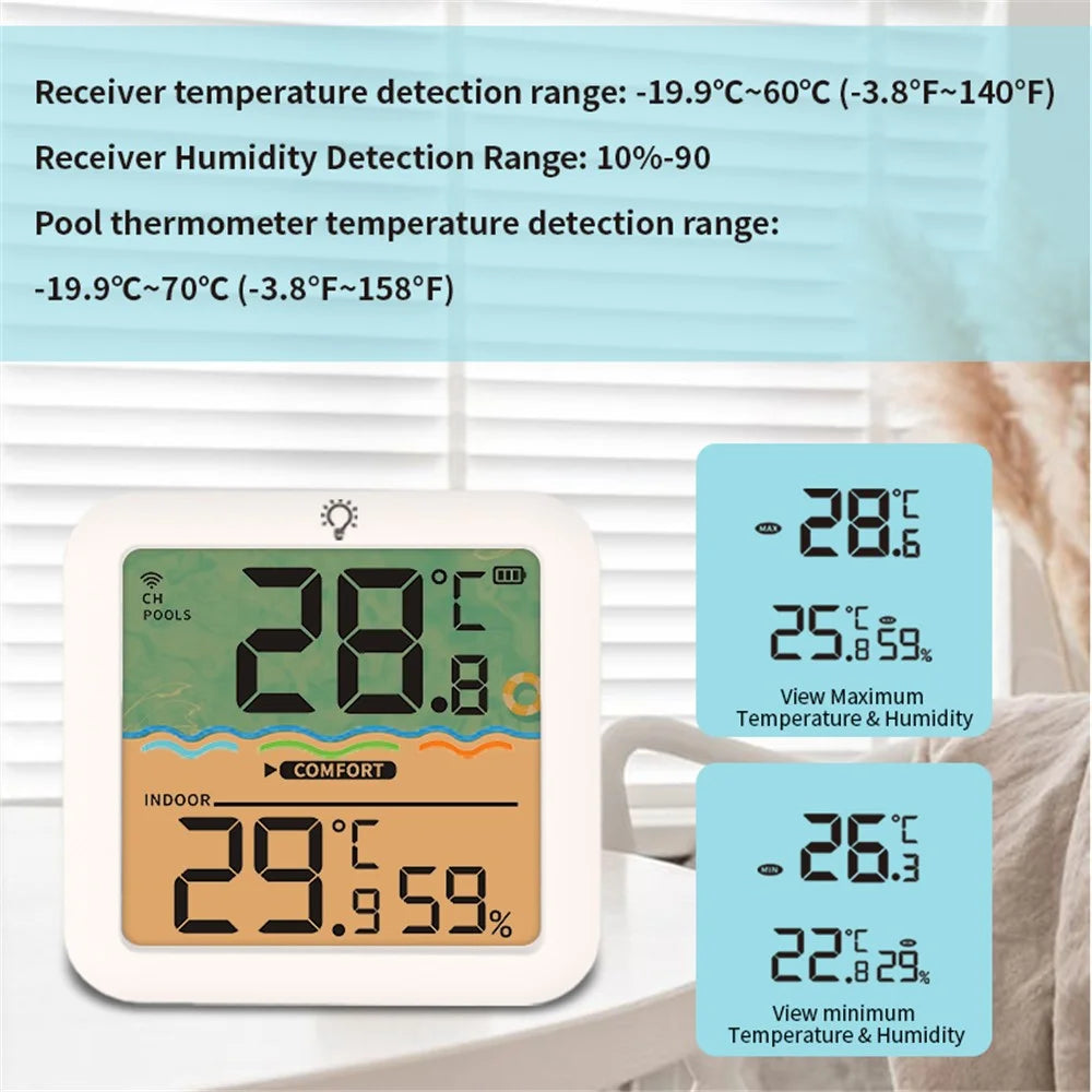 TS-PL04 RGB Solar Wireless Pool Thermometer Digital Display Floating Temperature Meter for Swimming Pool - 7