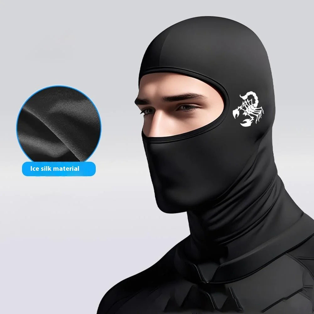Windproof Cycling Full Face Mask Milk Silk Summer Outdoor Sun Protection Hood Balaclava - Black / TBTT-001 - 2