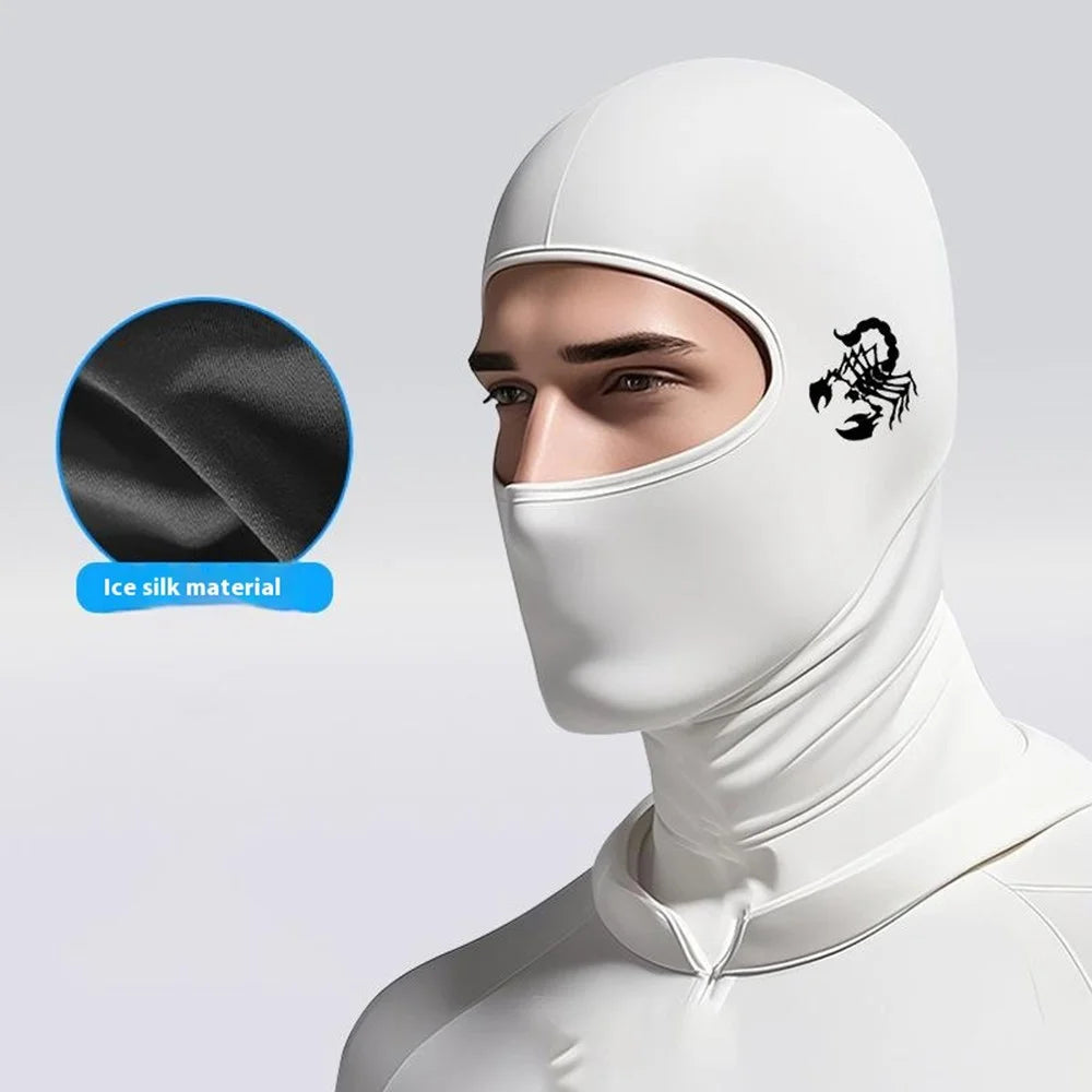Windproof Cycling Full Face Mask Milk Silk Summer Outdoor Sun Protection Hood Balaclava - White / TBTT-001 - 2