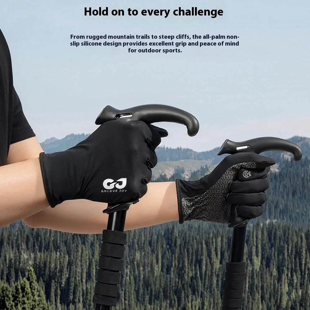 GOLOVEJOY XG80 Sun Protection Ice Silk Touch Screen Gloves Anti Slip Full Finger Mittens for Outdoor Sports - Black / S - 6