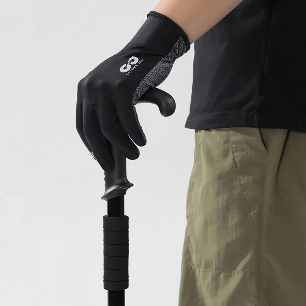 GOLOVEJOY XG80 Sun Protection Ice Silk Touch Screen Gloves Anti Slip Full Finger Mittens for Outdoor Sports - Black / S - 7