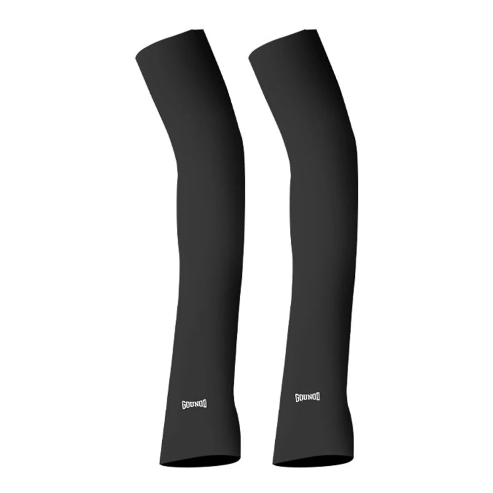 GOUNOD 1 Pair Summer Outdoor Cycling Ice Silk UV Protection Arm Sleeves Cooling Breathable Arm Guards - Black S - 2