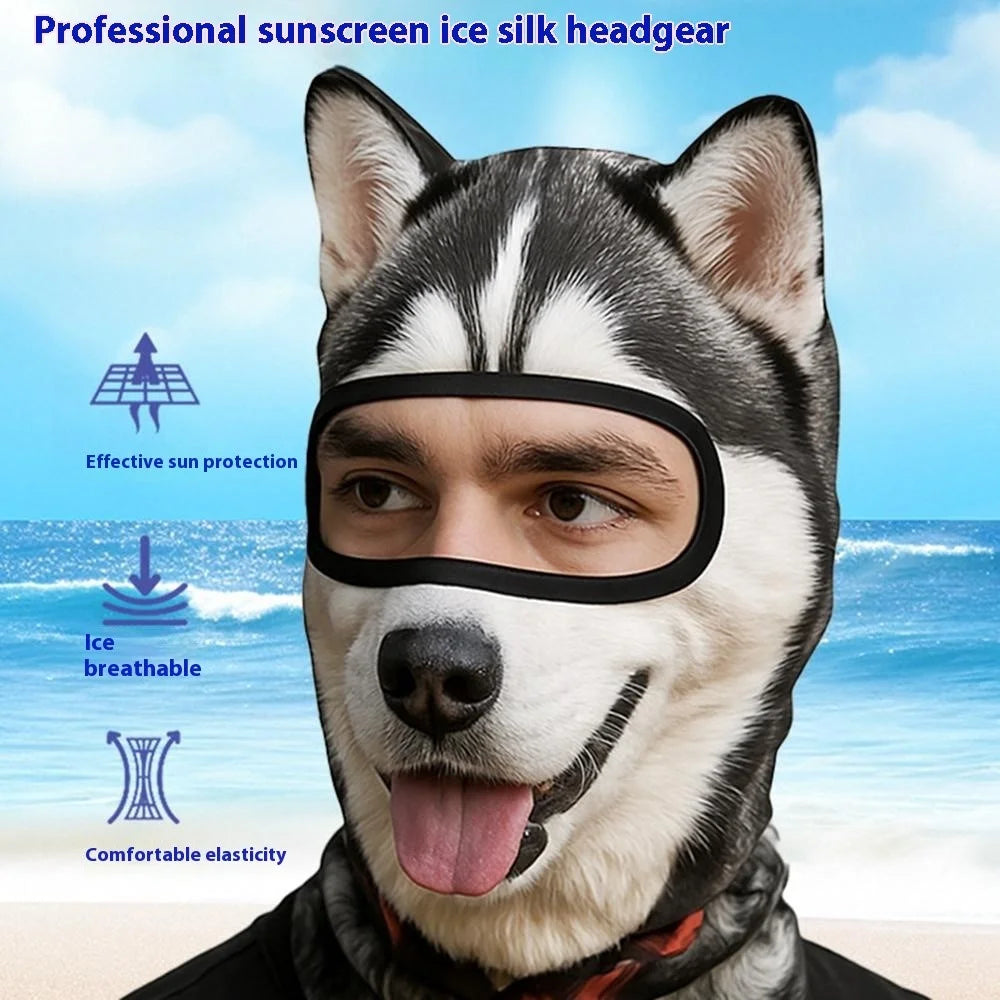Spring Summer Cycling Balaclava Face Mask Milk Silk Full Face Sun Protection Funny Animal Print Headwear - DWLETT-001 - 2