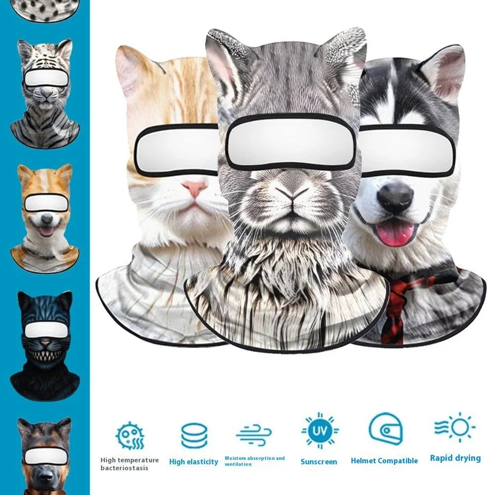 Spring Summer Cycling Balaclava Face Mask Milk Silk Full Face Sun Protection Funny Animal Print Headwear - DWLETT-001 - 3