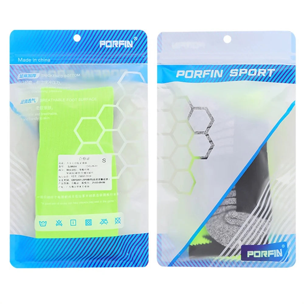 PORFIN 664 Summer Professional Sports Socks Non Slip Long Tube Breathable Soccer Socks, Size S - White+Blue - 7