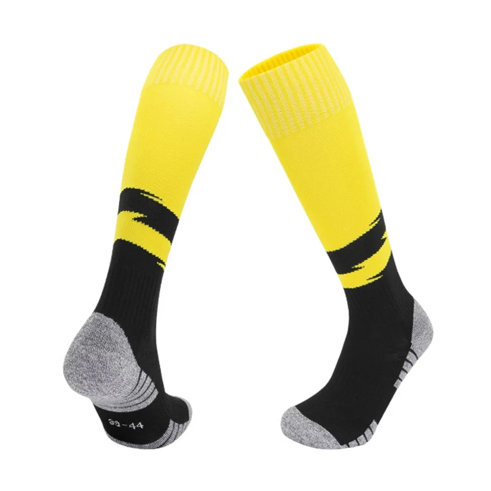 PORFIN 664 Summer Professional Sports Socks Non Slip Long Tube Breathable Soccer Socks, Size M - Yellow - 1
