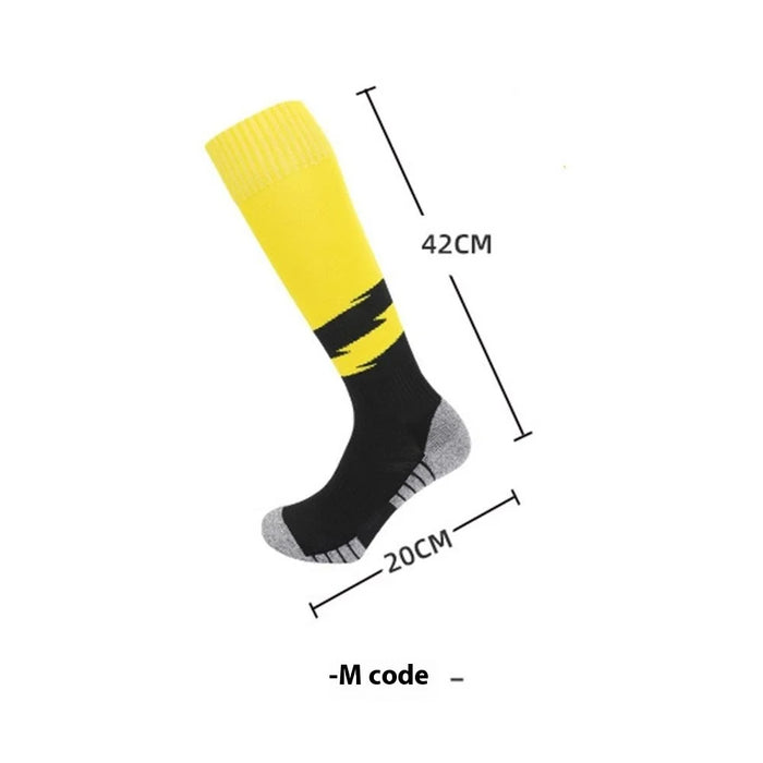 PORFIN 664 Summer Professional Sports Socks Non Slip Long Tube Breathable Soccer Socks, Size M - Yellow - 7