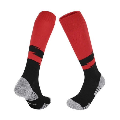 PORFIN 664 Summer Professional Sports Socks Non Slip Long Tube Breathable Soccer Socks, Size L - Red - 1