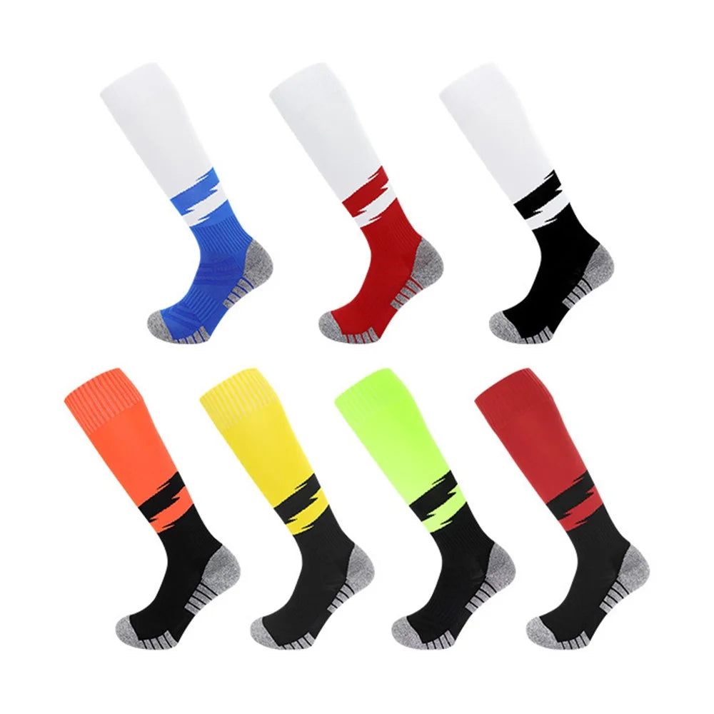 PORFIN 664 Summer Professional Sports Socks Non Slip Long Tube Breathable Soccer Socks, Size L - Red - 6