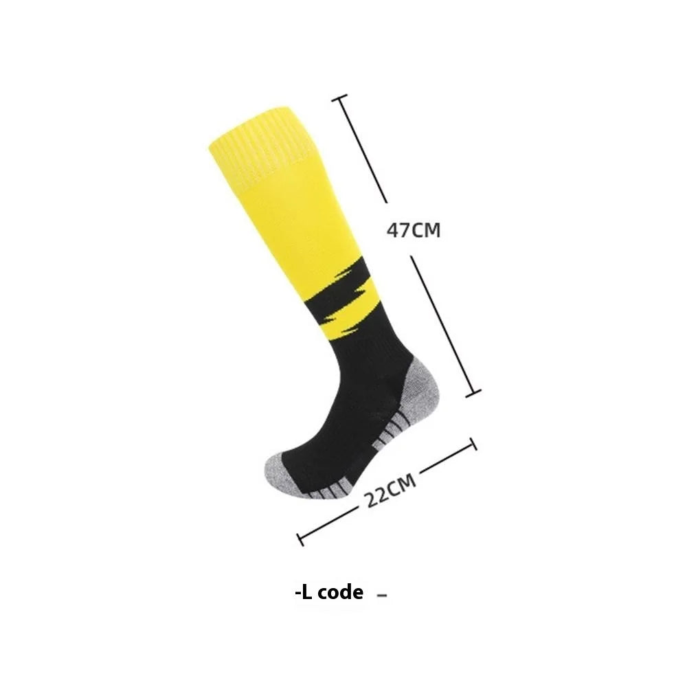 PORFIN 664 Summer Professional Sports Socks Non Slip Long Tube Breathable Soccer Socks, Size L - Red - 7