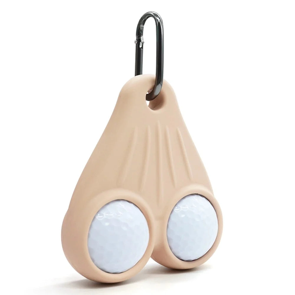 Portable Golf Ball Holder Silicone Storage Rack Belt Clip Tee Organizer with Hook for Outdoor Sports - Beige - 2