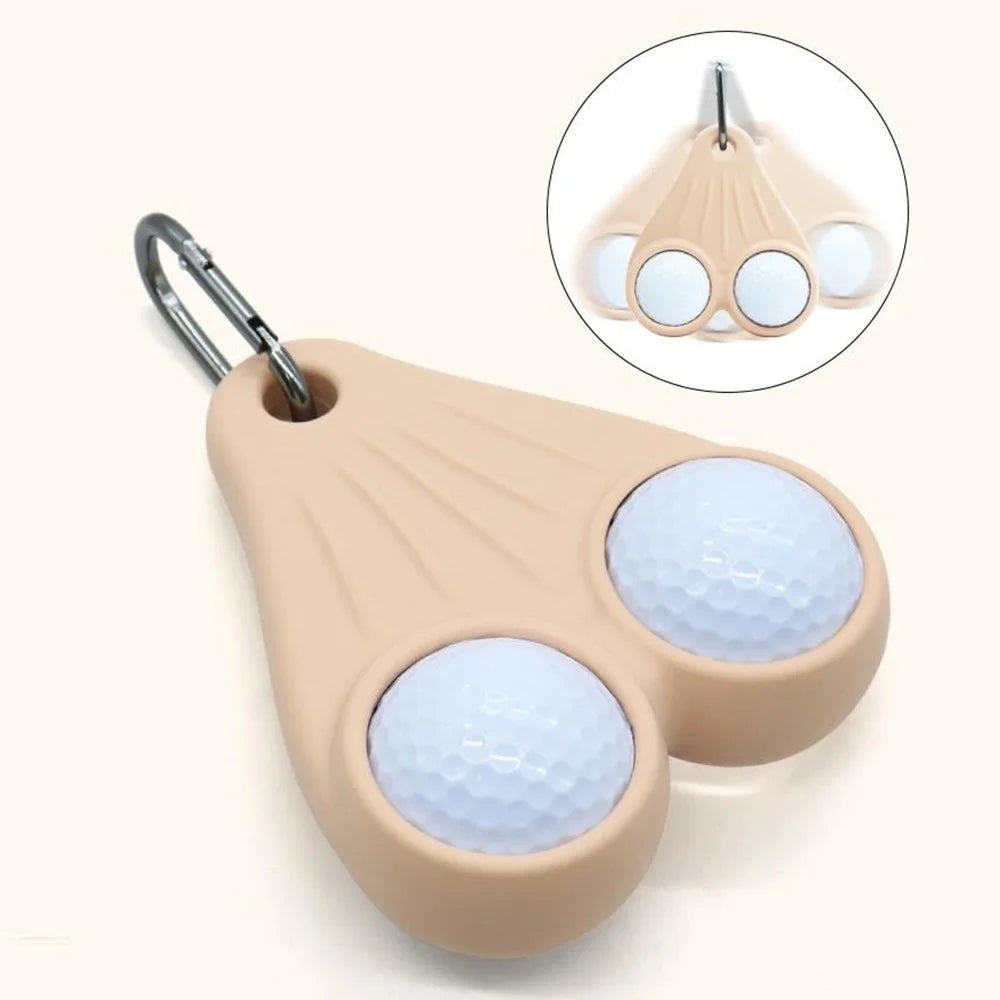 Portable Golf Ball Holder Silicone Storage Rack Belt Clip Tee Organizer with Hook for Outdoor Sports - Beige - 3