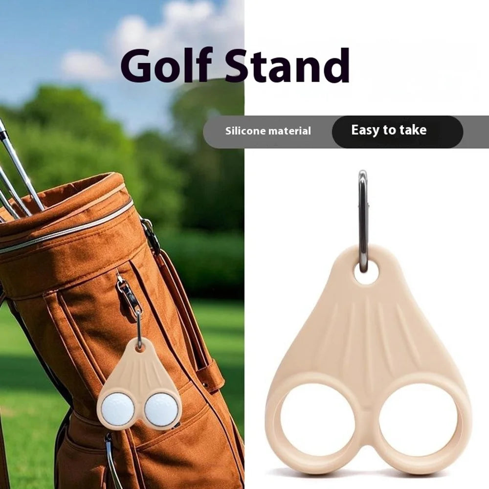 Portable Golf Ball Holder Silicone Storage Rack Belt Clip Tee Organizer with Hook for Outdoor Sports - Beige - 4
