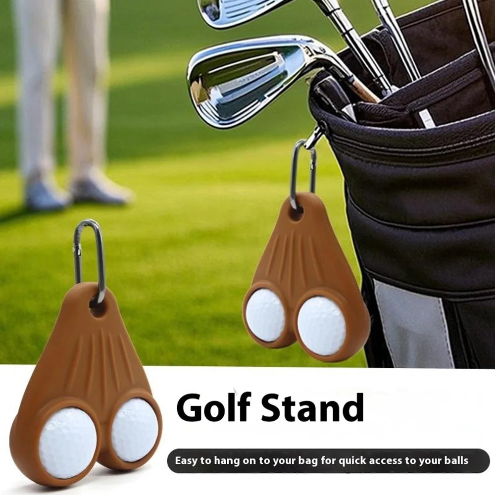 Portable Golf Ball Holder Silicone Storage Rack Belt Clip Tee Organizer with Hook for Outdoor Sports - Beige - 5