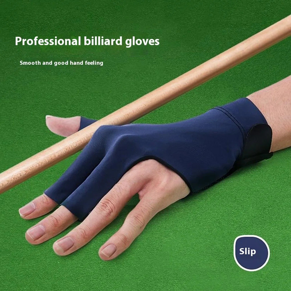 GL060 1Pc Snooker Billiards Glove 3 Finger Breathable Anti-Slip Wear-Resistant Glove - Blue Left Hand / S - 2