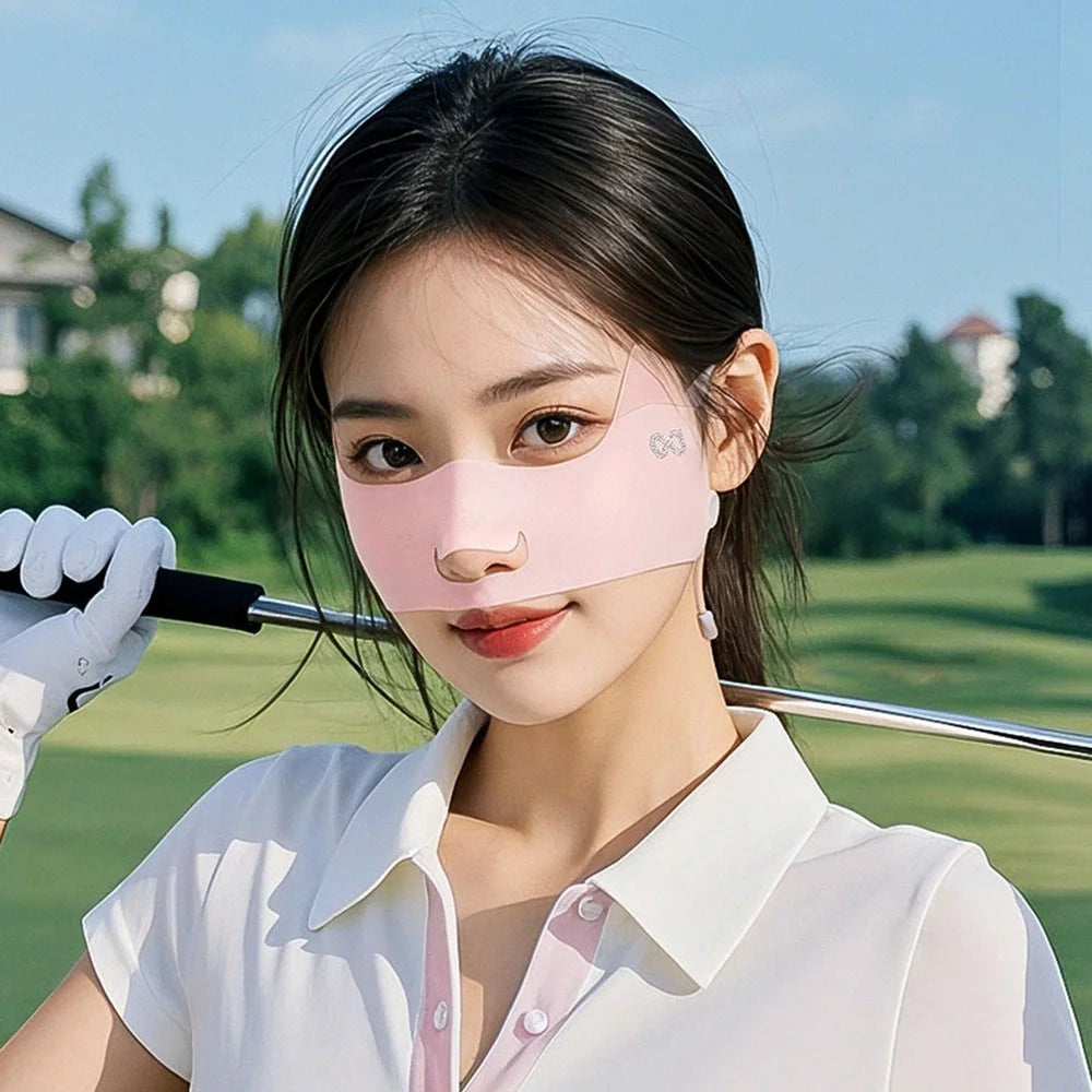 GOLOVEJOY XTJ155 Sun Protection Golf Face Mask Outdoor Sports Breathable Ice Silk Anti UV Face Shield - Black - 6