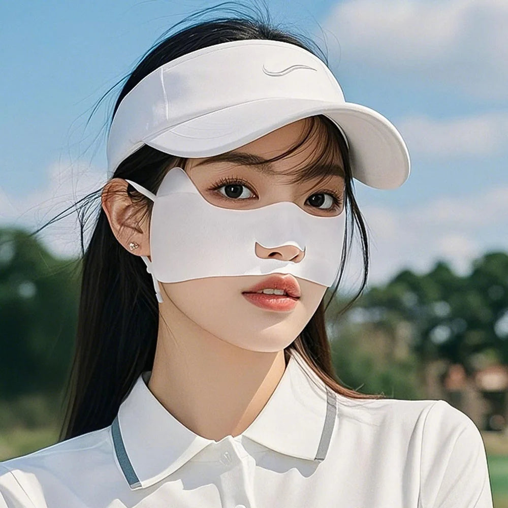 GOLOVEJOY XTJ155 Sun Protection Golf Face Mask Outdoor Sports Breathable Ice Silk Anti UV Face Shield - Black - 7