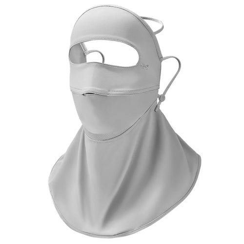 GOLOVEJOY XTJ153 Full Face Sun Protection Mask Women Summer Breathable Facekini Ice Silk Extended Neck Cover - Light Grey - 1