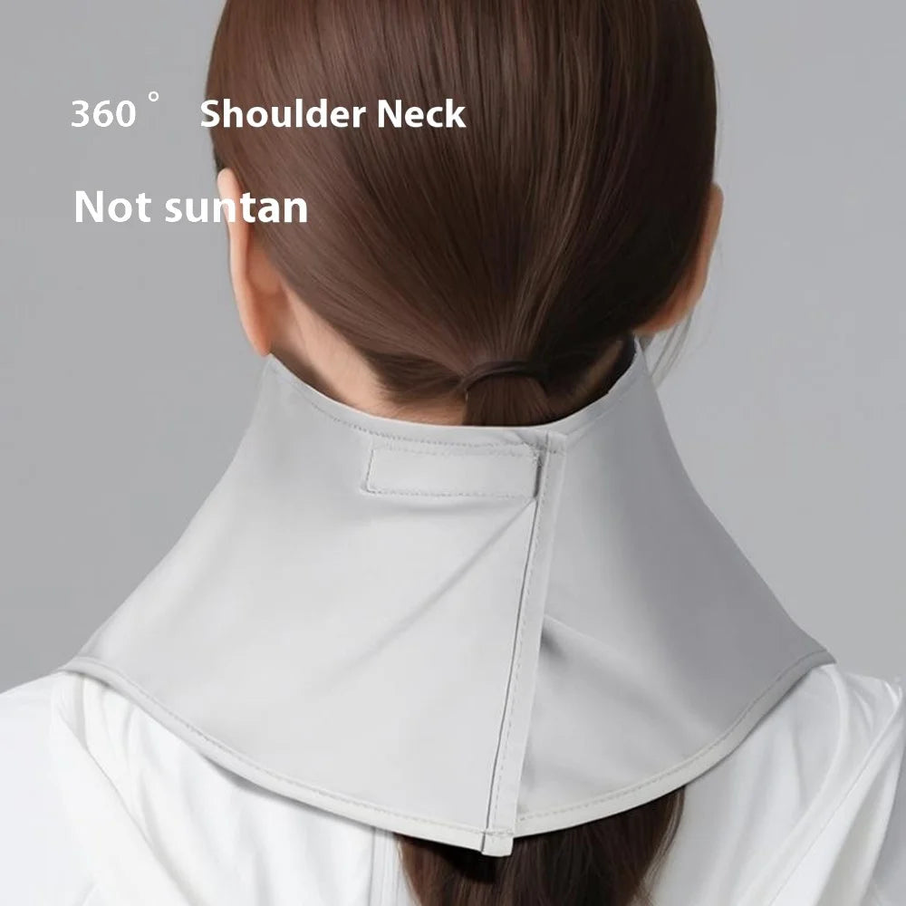 GOLOVEJOY XTJ153 Full Face Sun Protection Mask Women Summer Breathable Facekini Ice Silk Extended Neck Cover - Light Grey - 5
