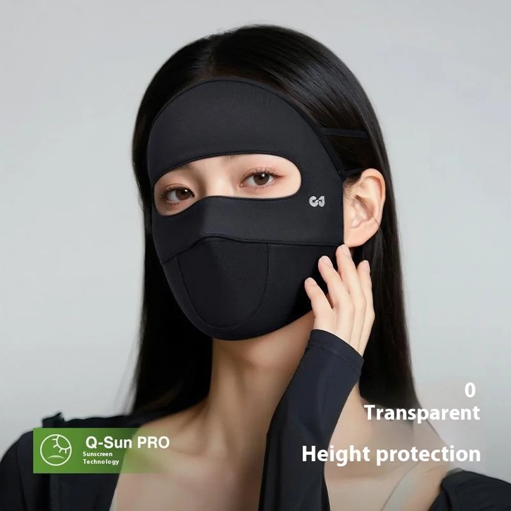 GOLOVEJOY XTJ152 Summer Full Face Sun Protection Mask Ice Silk Cycling Face Cover Women Facekini - Black - 3