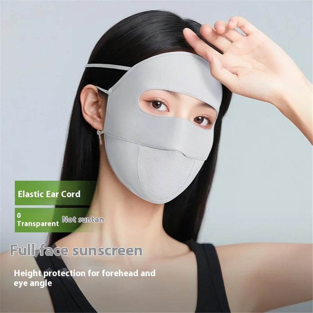 GOLOVEJOY XTJ152 Summer Full Face Sun Protection Mask Ice Silk Cycling Face Cover Women Facekini - Black - 5
