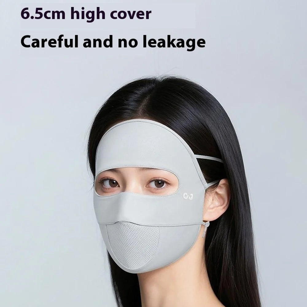 GOLOVEJOY XTJ152 Summer Full Face Sun Protection Mask Ice Silk Cycling Face Cover Women Facekini - Black - 6